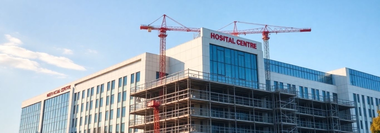 New medical centre construction at Harrogate Hospital.