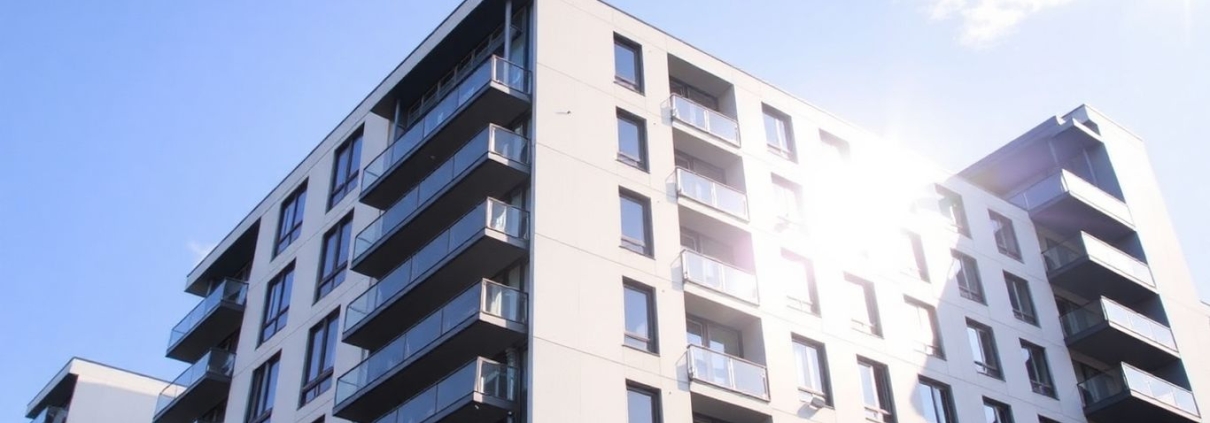 Modern student accommodation building exterior.