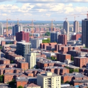 Birmingham Ladywood skyline with new housing developments.