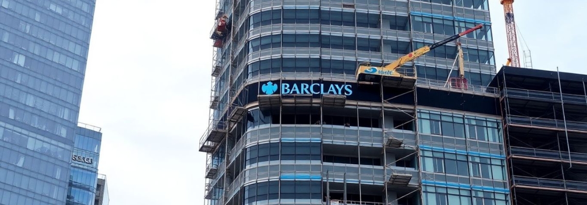 Barclays Canary Wharf headquarters undergoing major renovation.