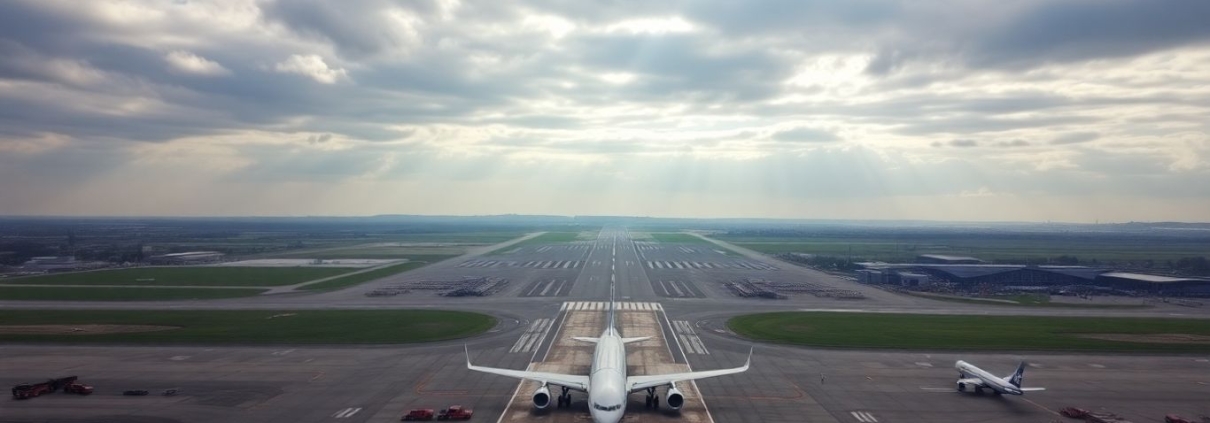 Heathrow Airport with a new third runway under construction.