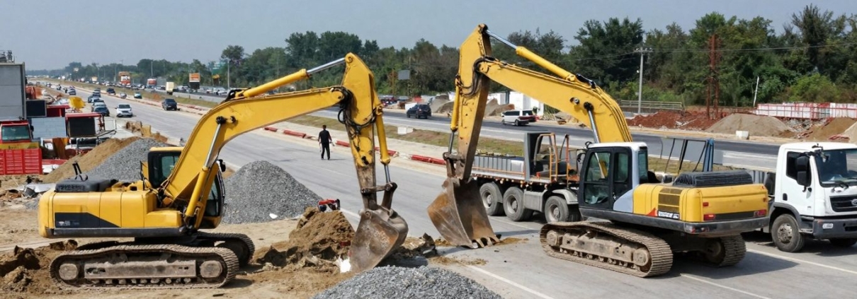 Construction of the A47 dual carriageway in Norfolk.