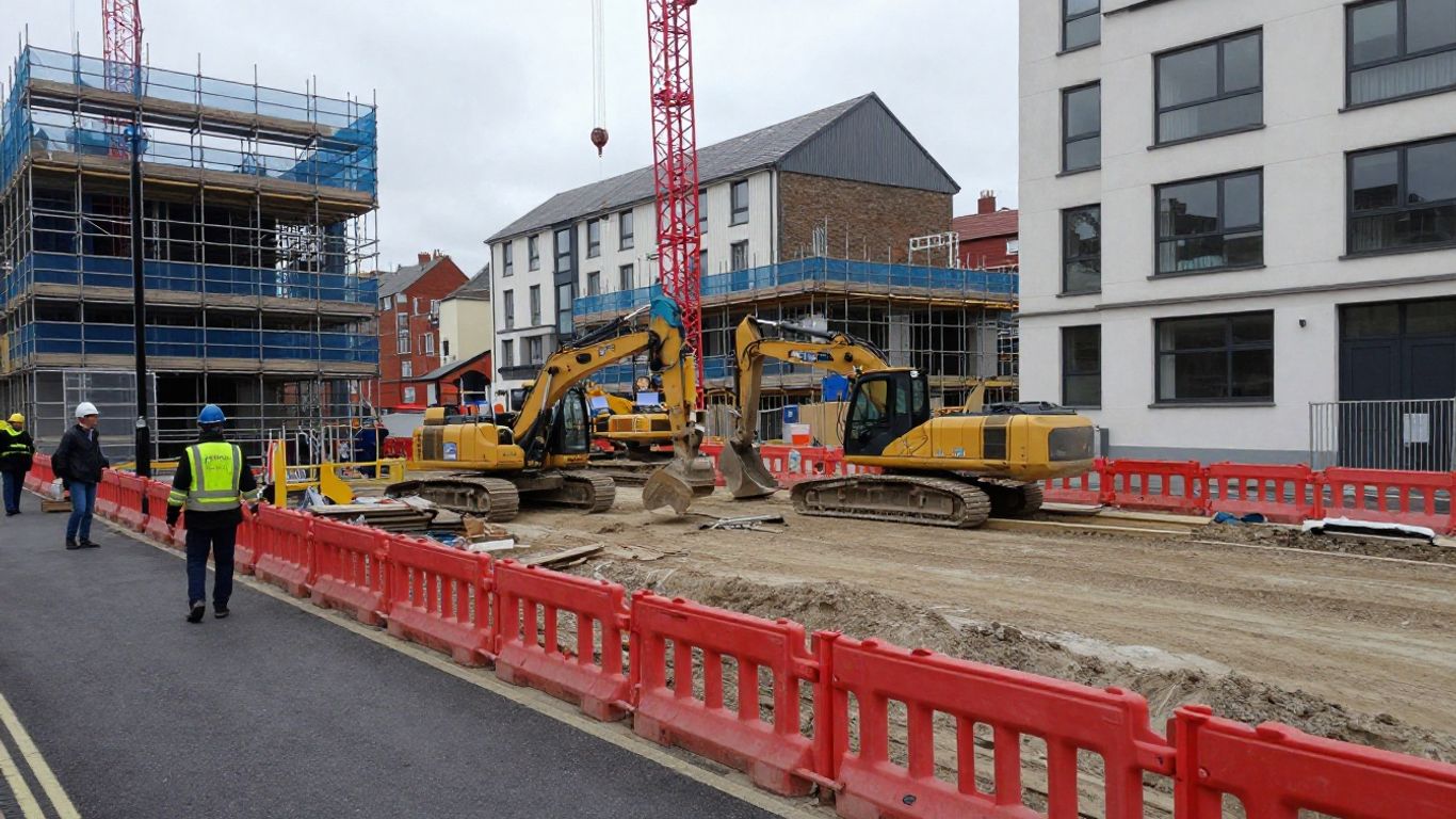 Queen's Parade regeneration project with construction and scaffolding.