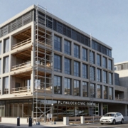 Plymouth Civic Centre undergoing transformation into flats and skills hub.